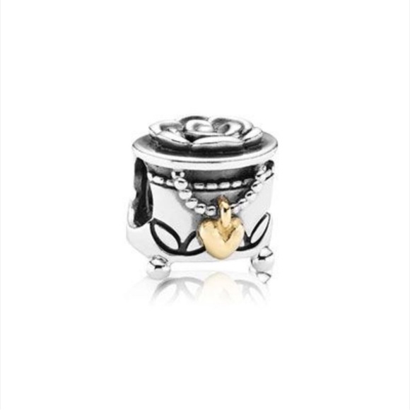 Pandora treasure box charm 14k gold heart - Picture 1 of 7